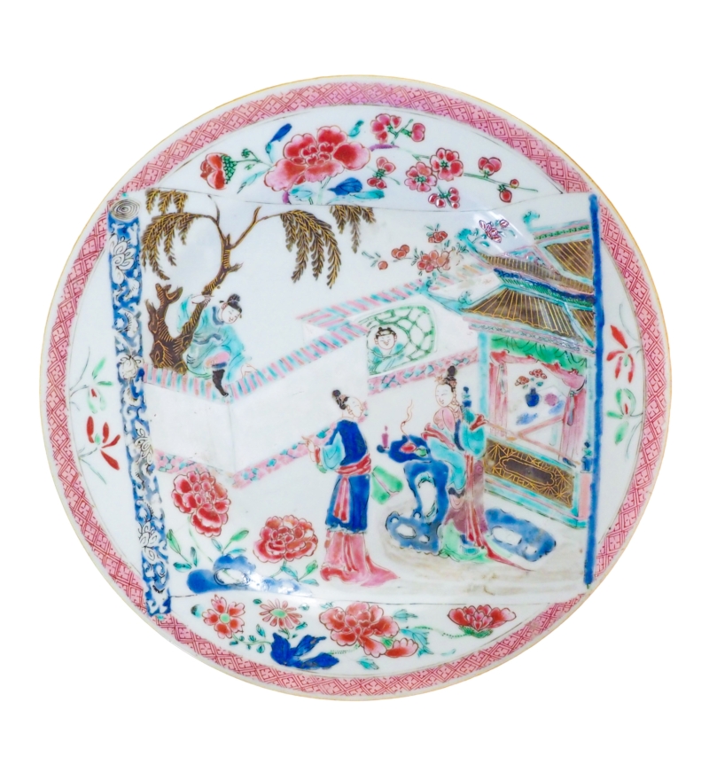 Famille rose story plate