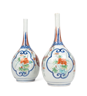 A pair of Imari bottles