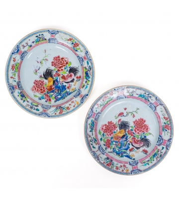 Set Chinese rose plates